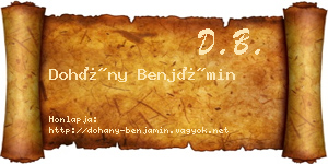 Dohány Benjámin névjegykártya